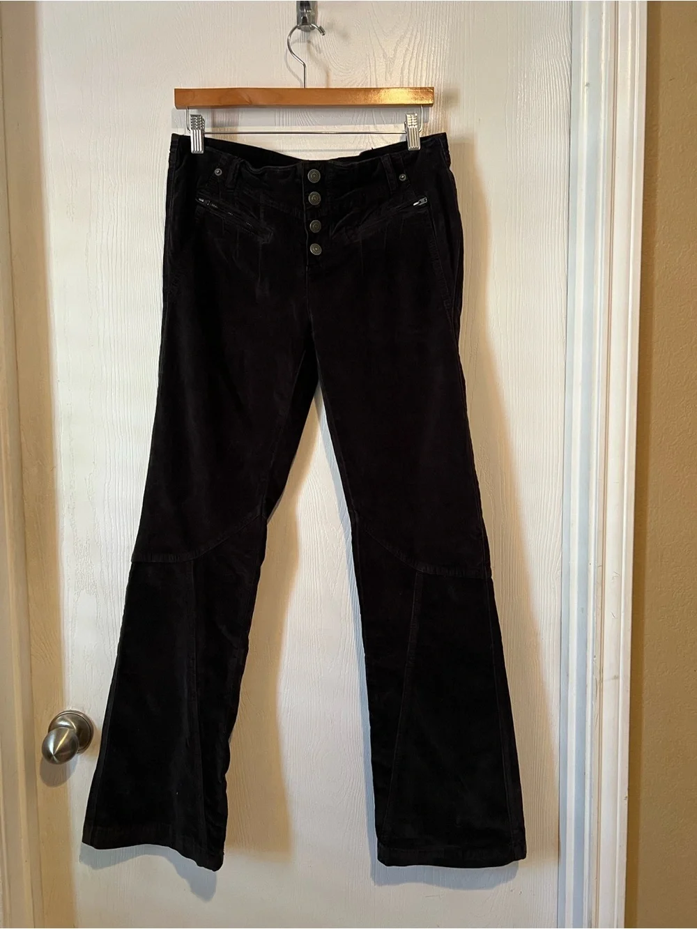 Free People Womens Velvet Flare Pants Black Fall Gothic Boho Sz 6